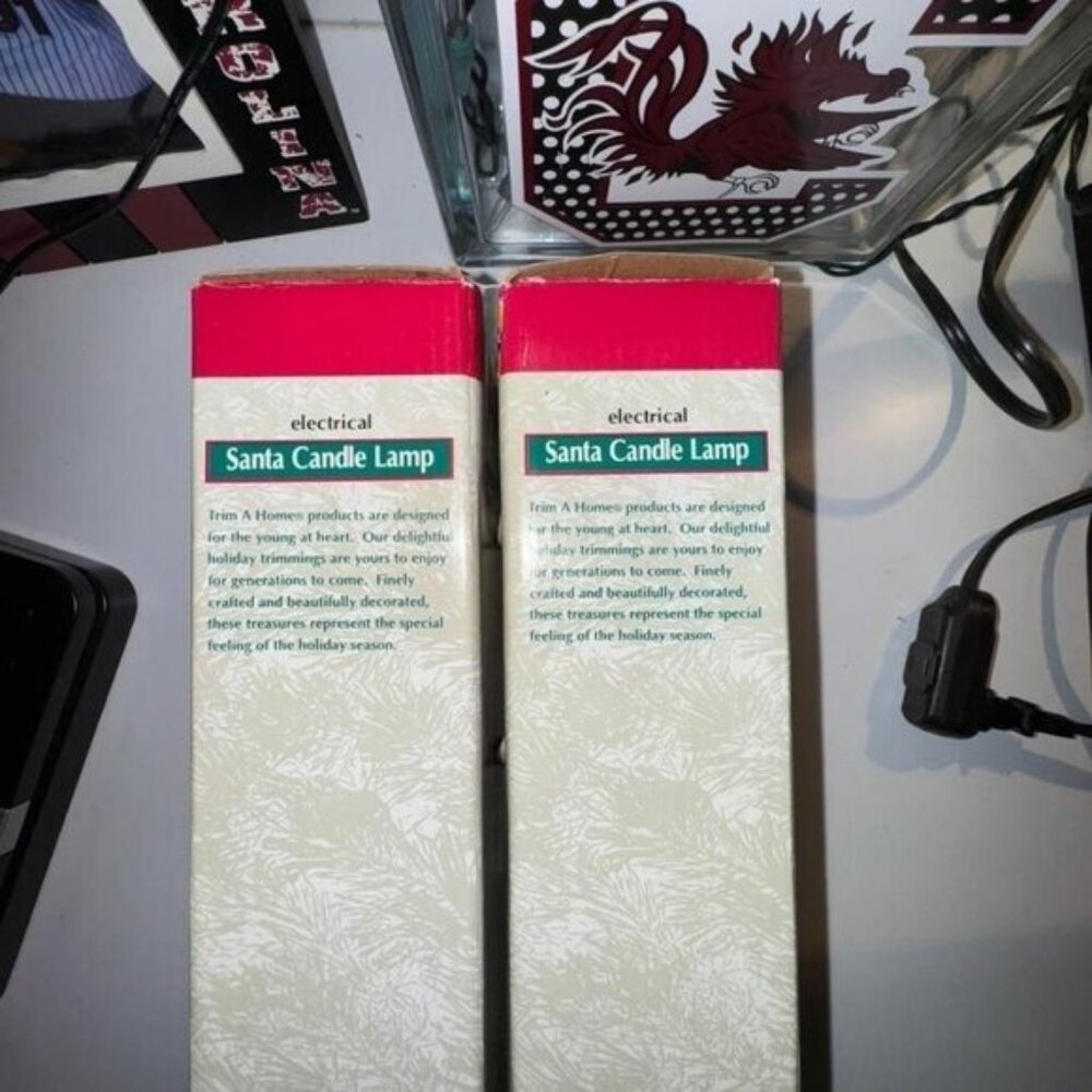 Vintage 2 K-Mart Resin Santa Candle Lamps Christmas Holiday Original Box 70s 80s - Picture 7 of 9